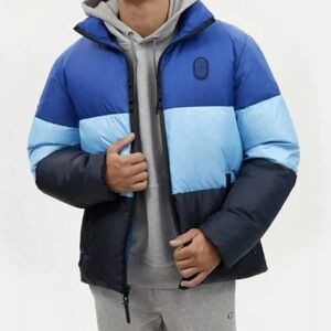 Men's Blue  coach Colorblock Puffer Jacket